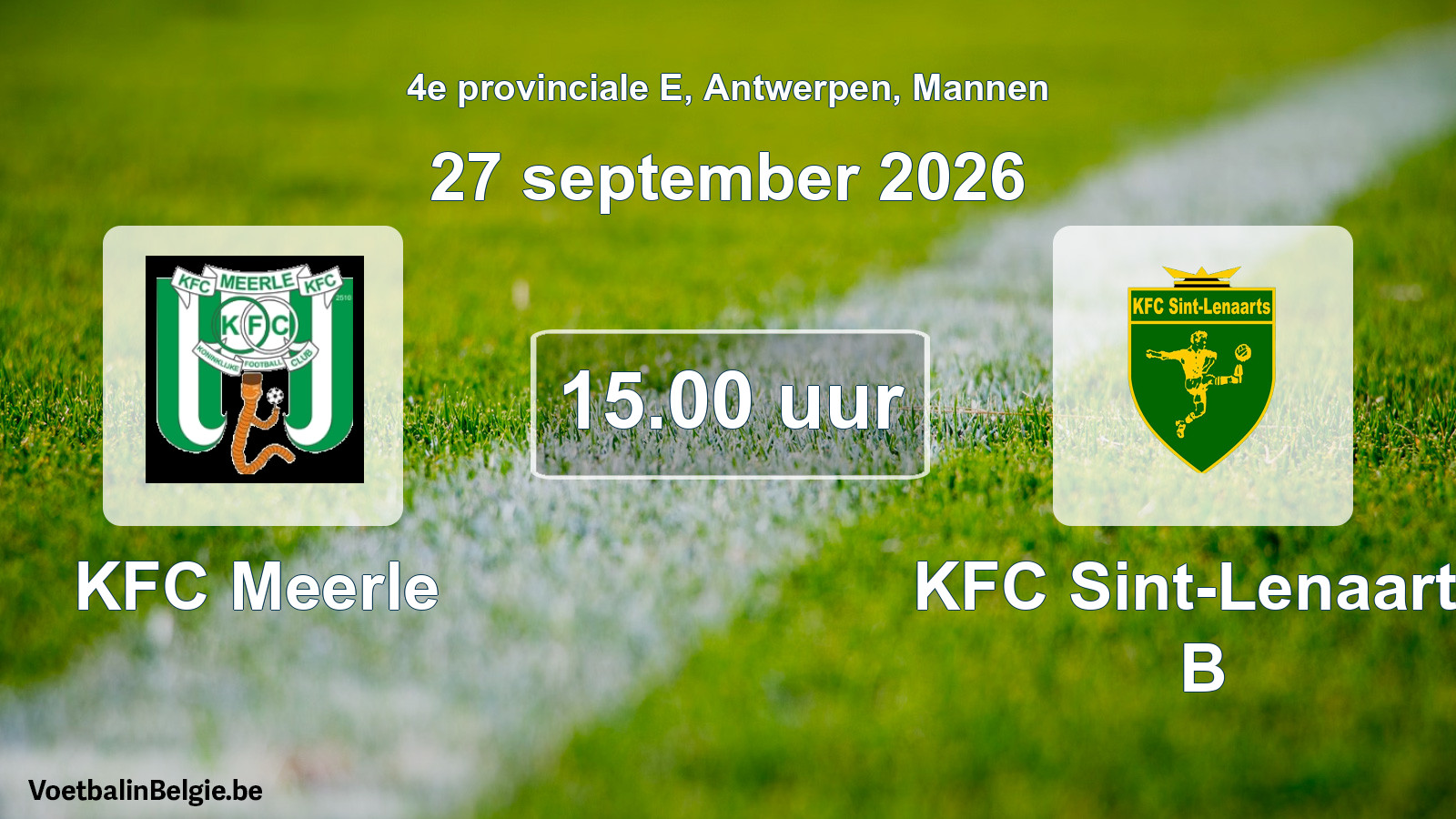 Geplande wedstrijd mannenvoetbal: KFC Meerle - KFC Sint-Lenaarts B (27 september 2026)