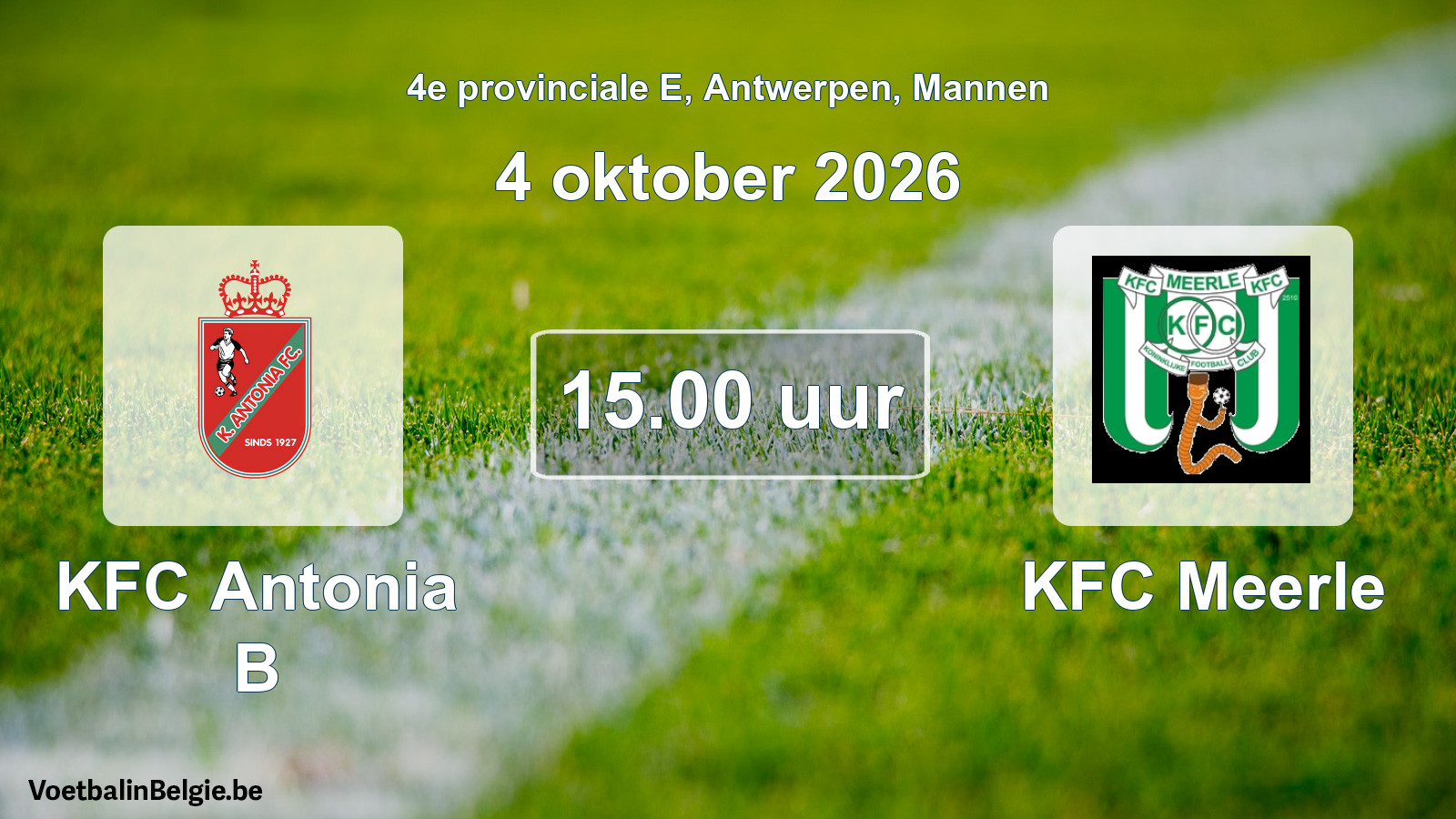 Geplande wedstrijd mannenvoetbal: KFC Antonia B - KFC Meerle (4 oktober 2026)