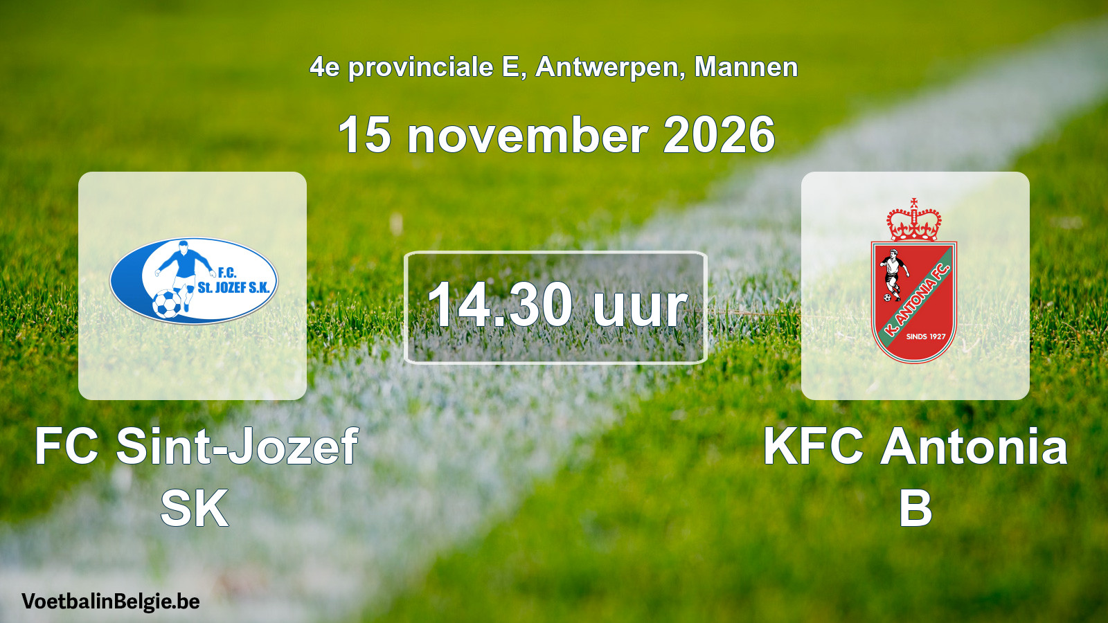 Geplande wedstrijd mannenvoetbal: FC Sint-Jozef SK - KFC Antonia B (15 november 2026)