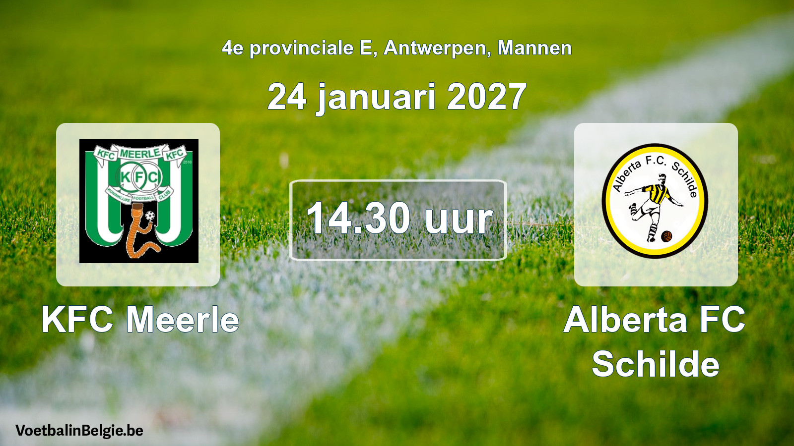 Geplande wedstrijd mannenvoetbal: KFC Meerle - Alberta FC Schilde (24 januari 2027)