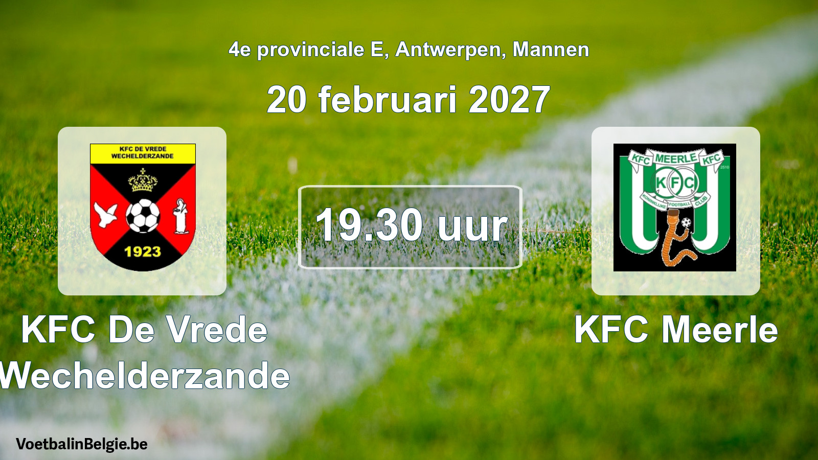 Geplande wedstrijd mannenvoetbal: KFC De Vrede Wechelderzande - KFC Meerle (20 februari 2027)