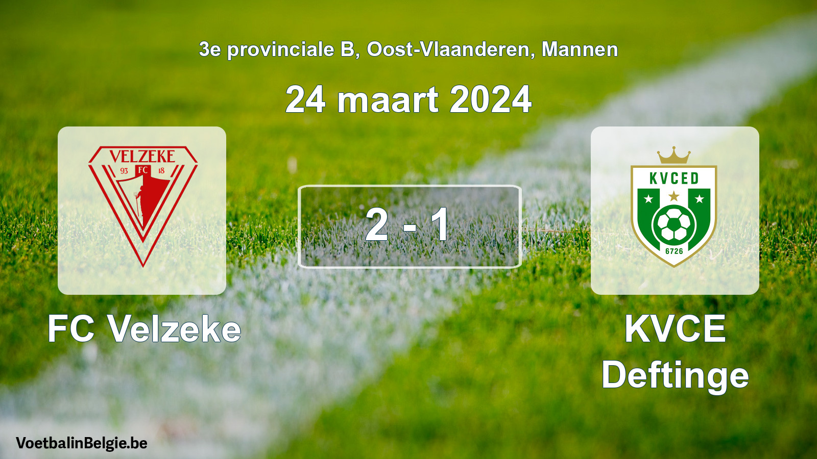 Gespeelde wedstrijd mannenvoetbal: FC Velzeke - KVCE Deftinge 2 - 1 (24 maart 2024)