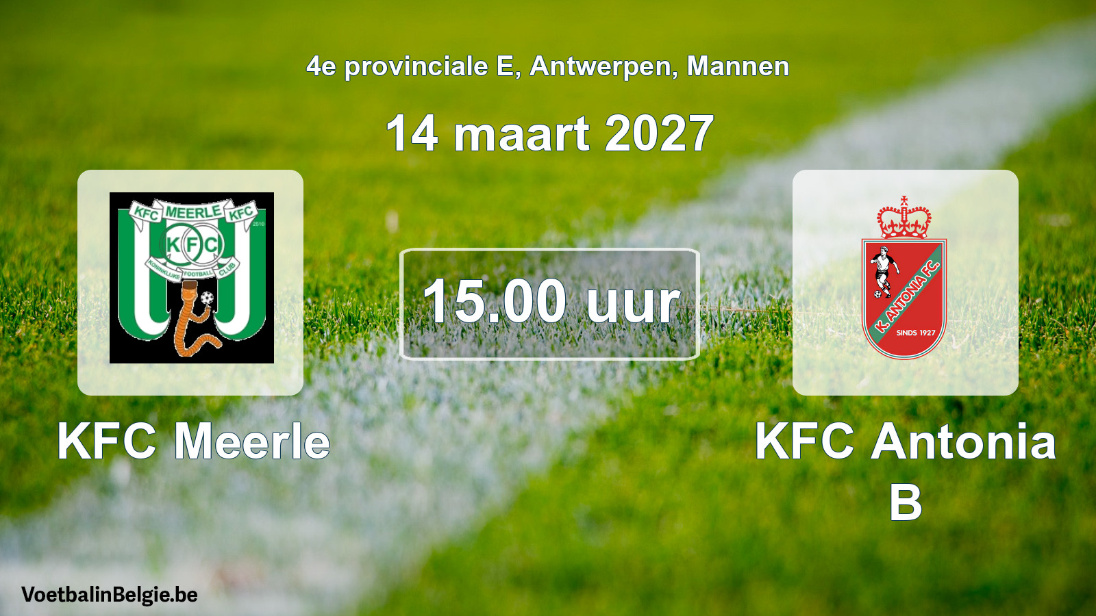 Geplande wedstrijd mannenvoetbal: KFC Meerle - KFC Antonia B (14 maart 2027)