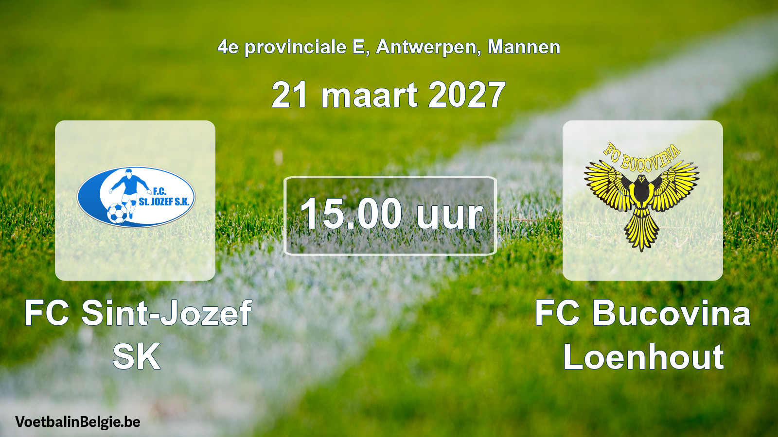 Geplande wedstrijd mannenvoetbal: FC Sint-Jozef SK - FC Bucovina Loenhout (21 maart 2027)
