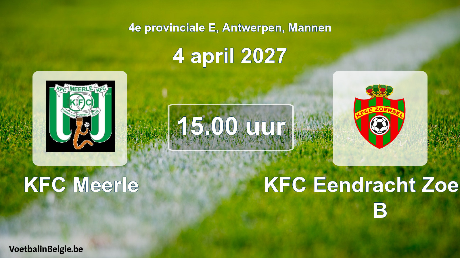 Geplande wedstrijd mannenvoetbal: KFC Meerle - KFC Eendracht Zoersel B (4 april 2027)