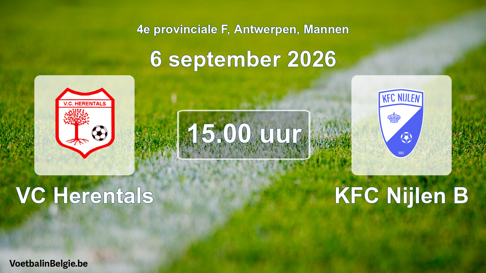 Geplande wedstrijd mannenvoetbal: VC Herentals - KFC Nijlen B (6 september 2026)