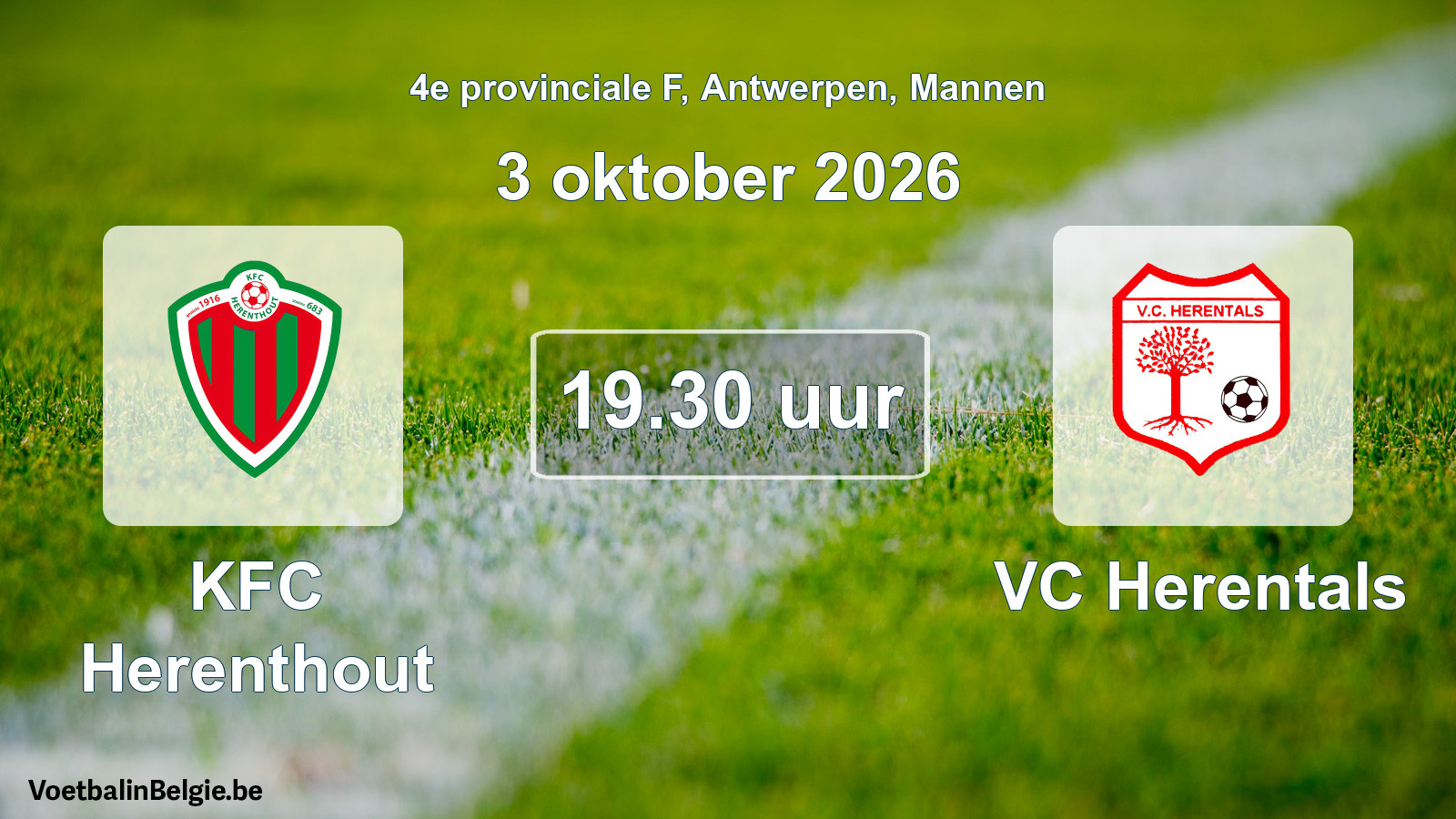 Geplande wedstrijd mannenvoetbal: KFC Herenthout - VC Herentals (3 oktober 2026)