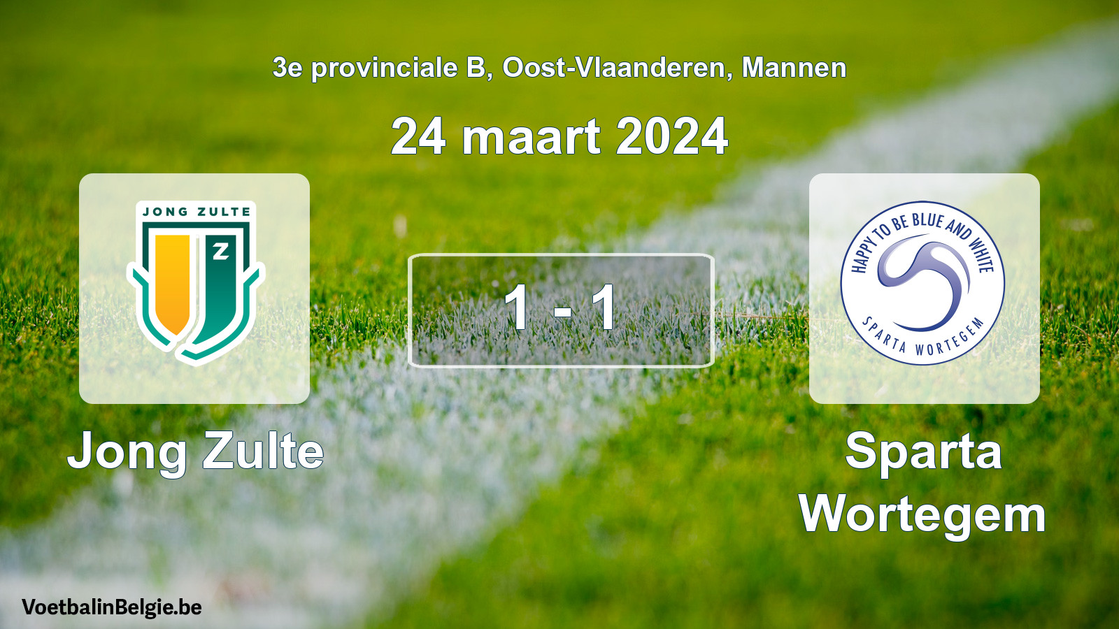 Played match men football: Jong Zulte - Sparta Wortegem 1 - 1 (24 March 2024)