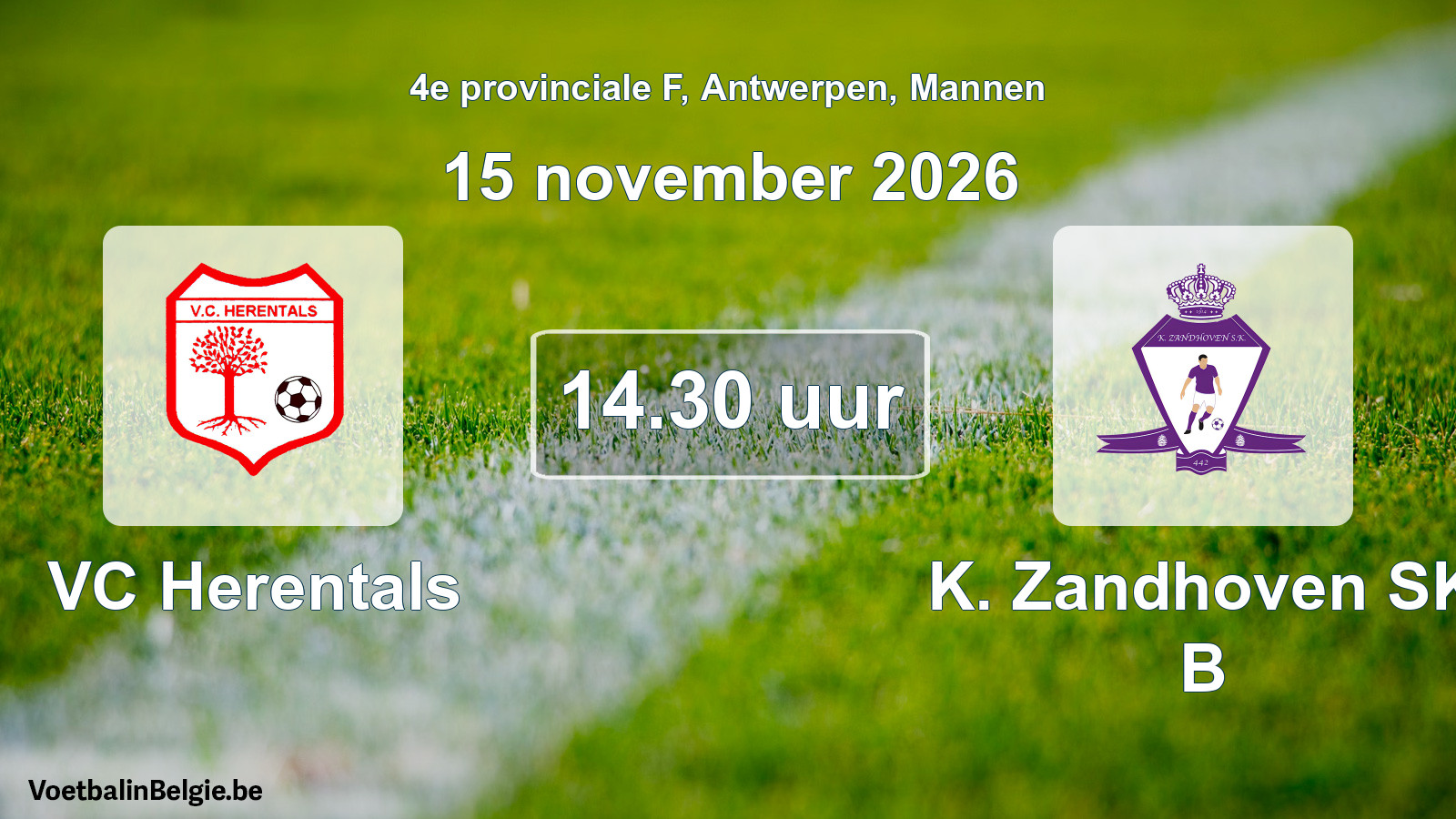 Geplande wedstrijd mannenvoetbal: VC Herentals - K. Zandhoven SK B (15 november 2026)