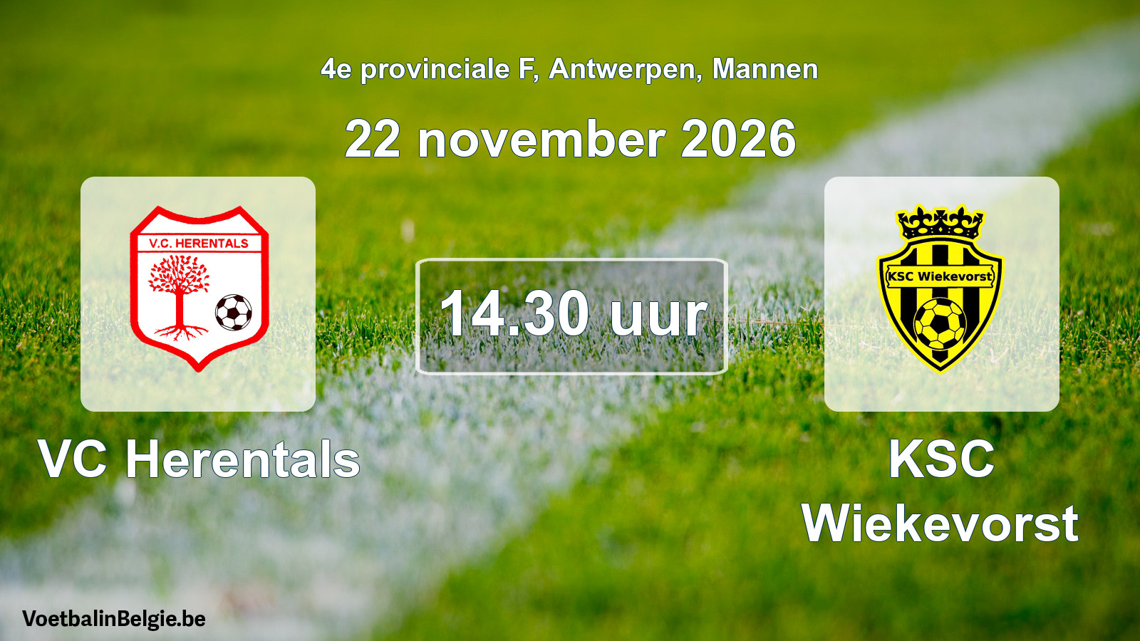 Geplande wedstrijd mannenvoetbal: VC Herentals - KSC Wiekevorst (22 november 2026)