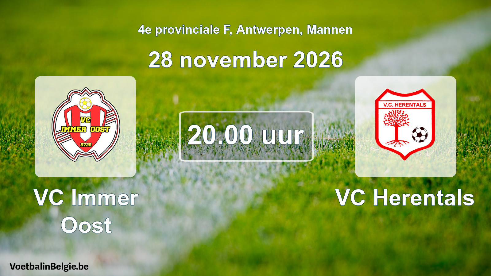 Geplande wedstrijd mannenvoetbal: VC Immer Oost - VC Herentals (28 november 2026)