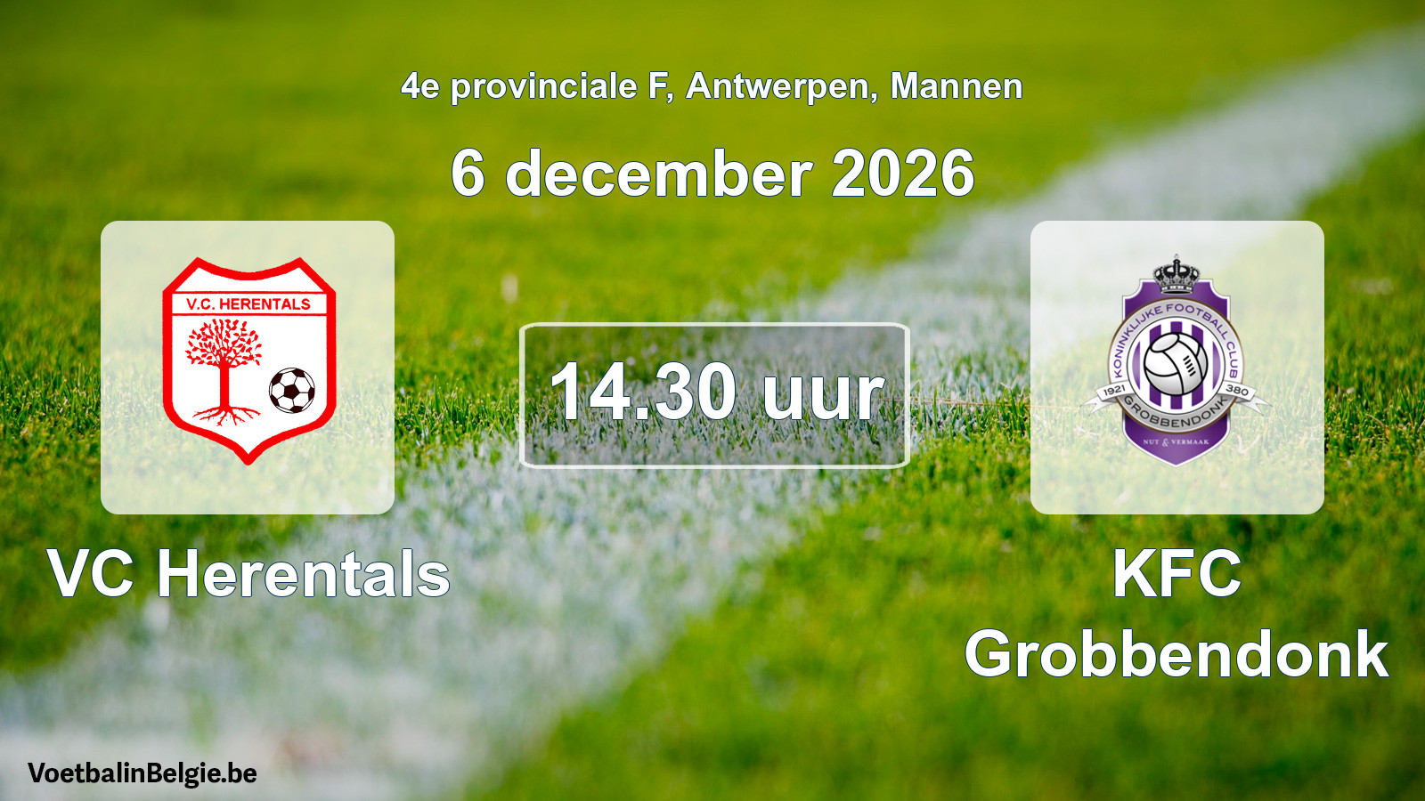 Match prévu football hommes: VC Herentals - KFC Grobbendonk (6 décembre 2026)