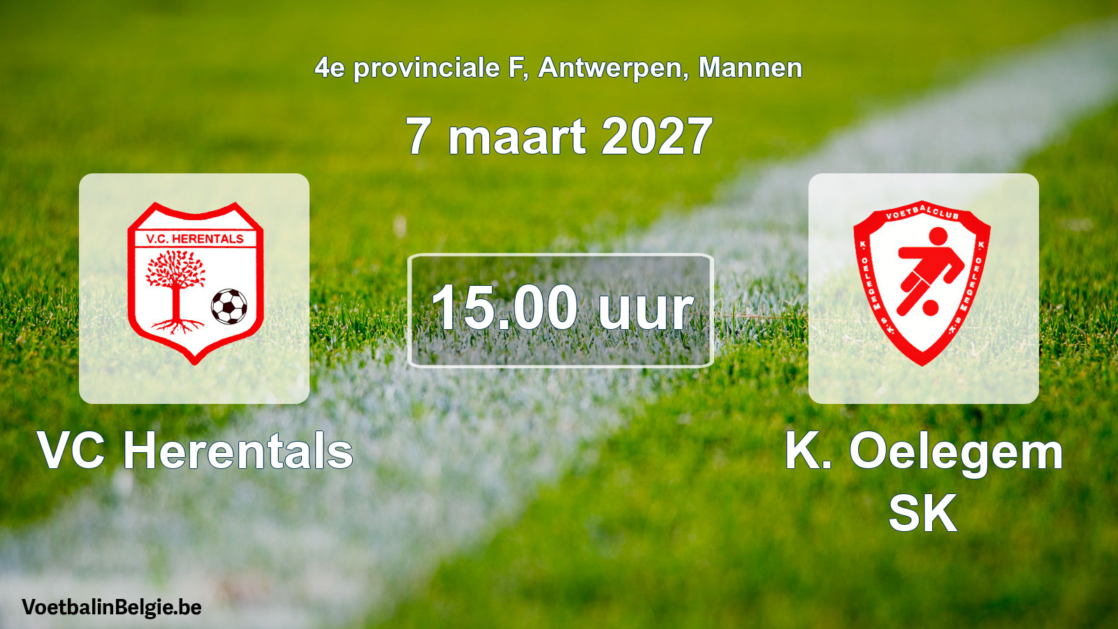Geplande wedstrijd mannenvoetbal: VC Herentals - K. Oelegem SK (7 maart 2027)