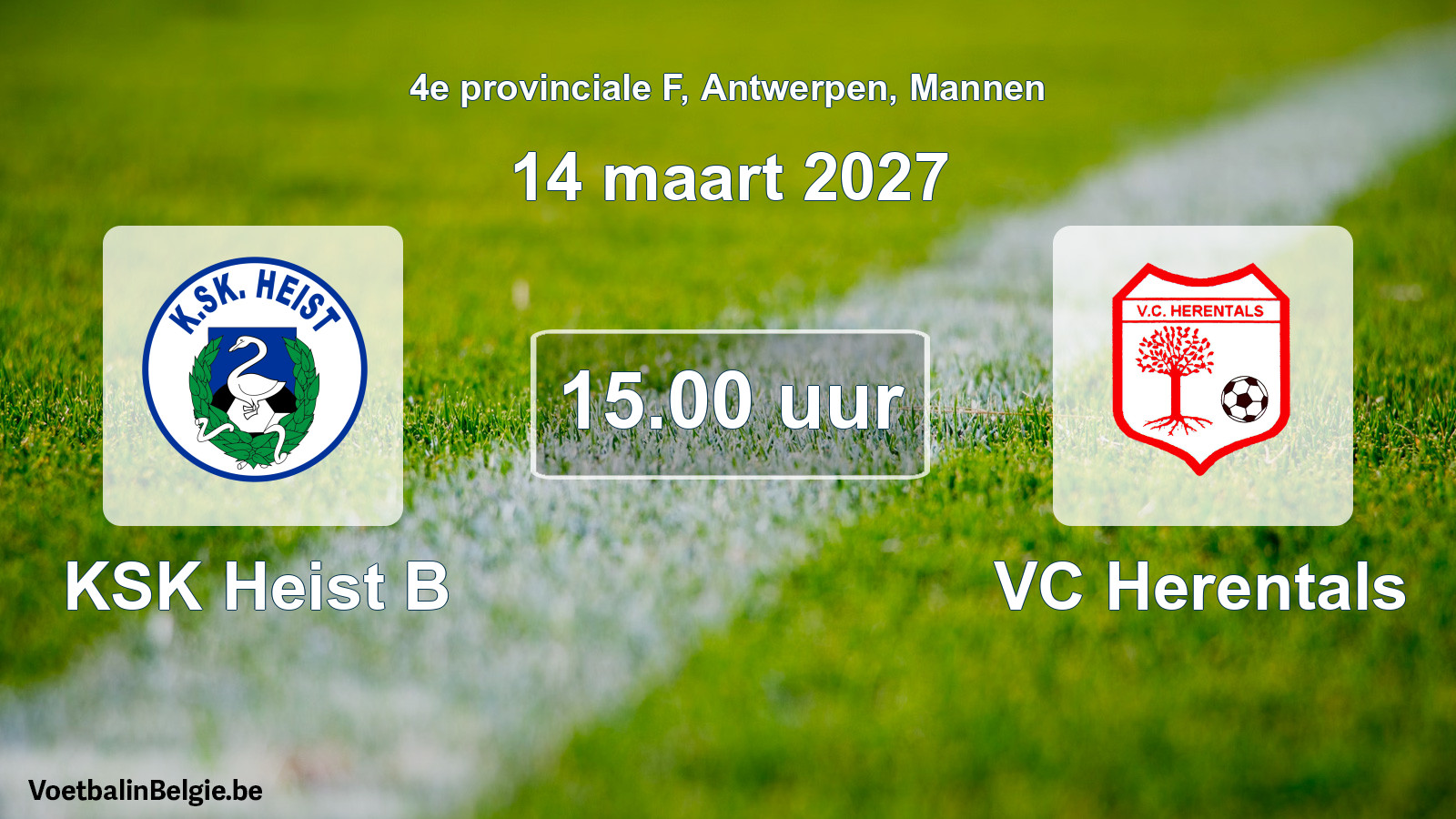 Geplande wedstrijd mannenvoetbal: KSK Heist B - VC Herentals (14 maart 2027)
