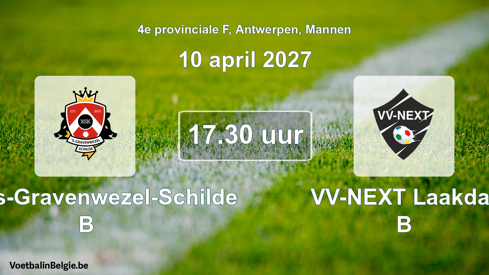 Geplande wedstrijd mannenvoetbal: KSK 's-Gravenwezel-Schilde B - VV-NEXT Laakdal B (10 april 2027)