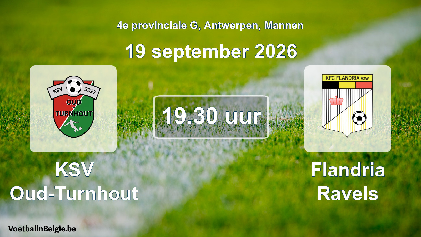 Geplande wedstrijd mannenvoetbal: KSV Oud-Turnhout - Flandria Ravels (19 september 2026)