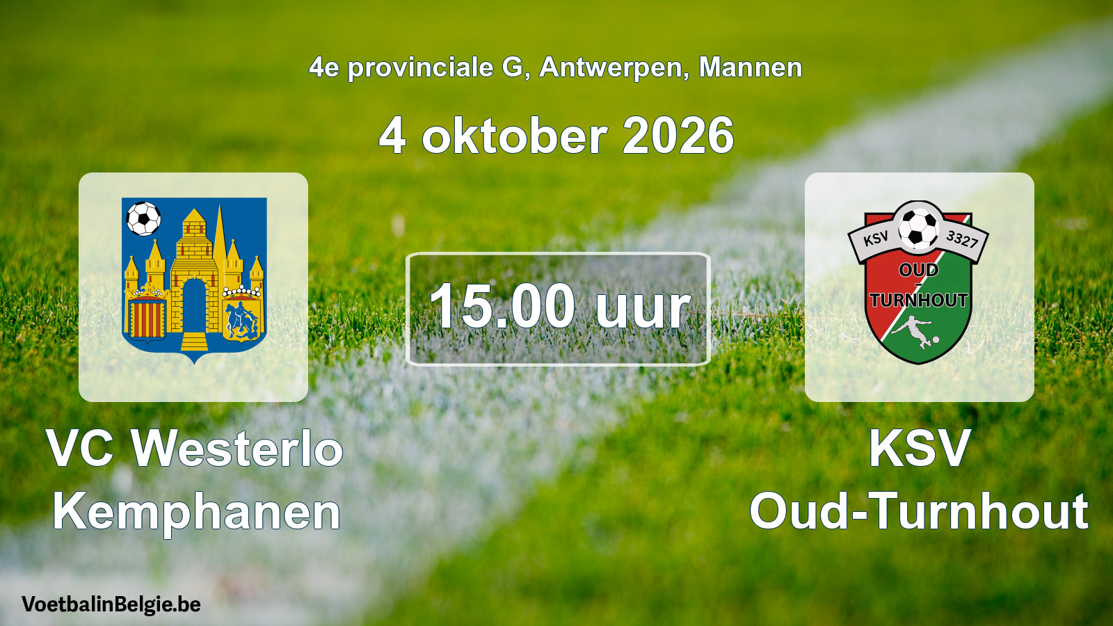 Geplande wedstrijd mannenvoetbal: VC Westerlo Kemphanen - KSV Oud-Turnhout (4 oktober 2026)