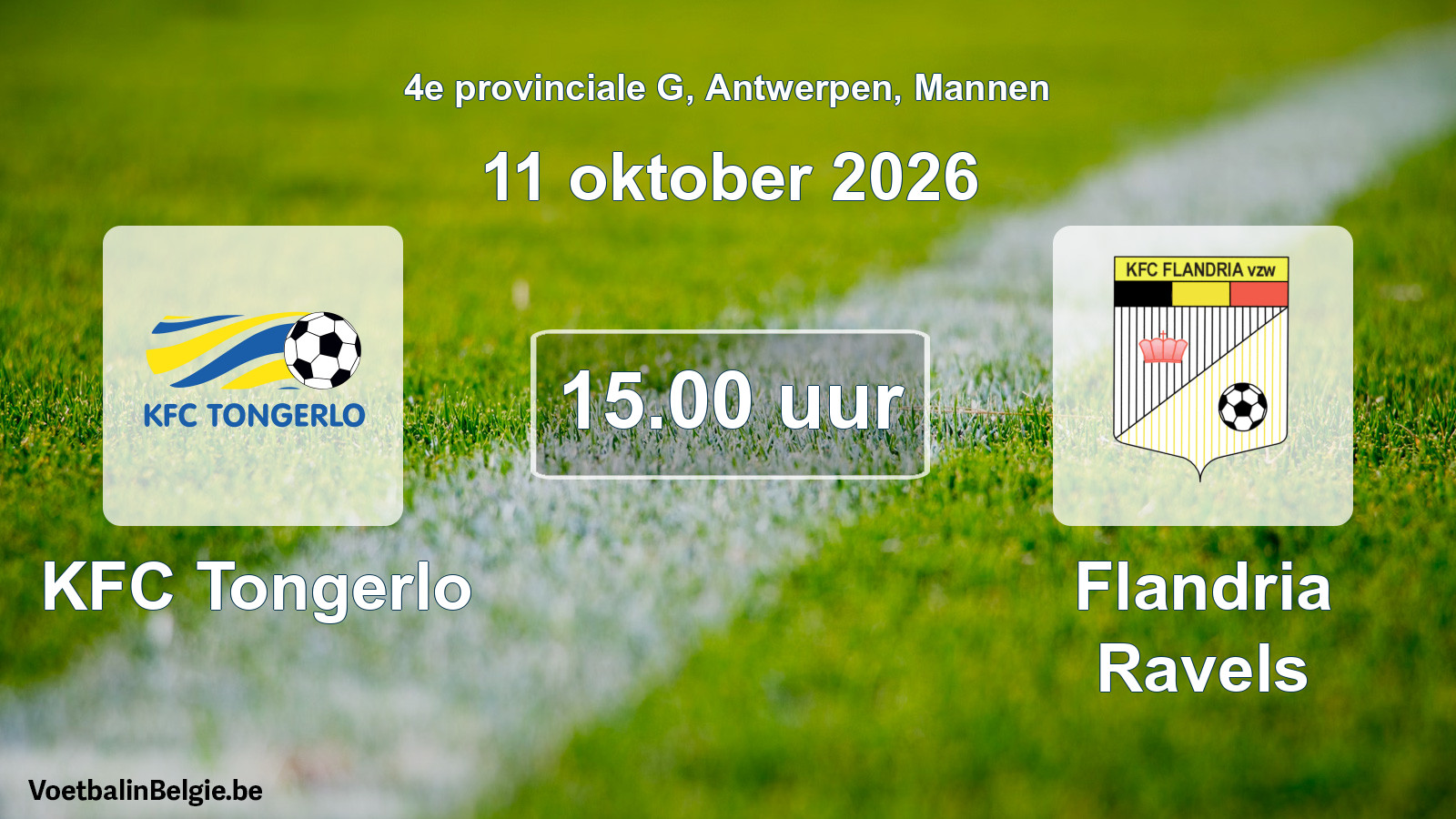 Geplande wedstrijd mannenvoetbal: KFC Tongerlo - Flandria Ravels (11 oktober 2026)