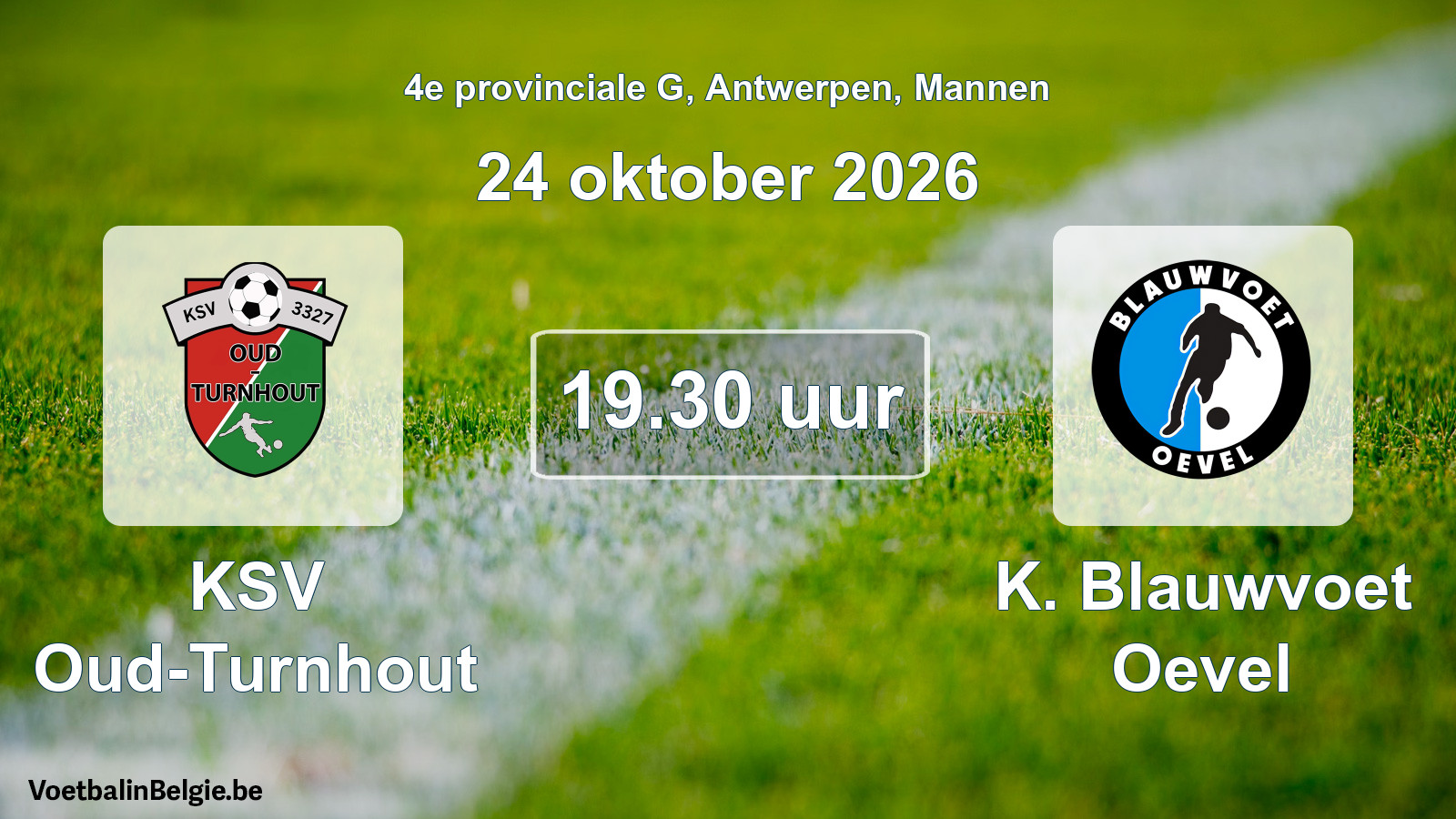 Geplande wedstrijd mannenvoetbal: KSV Oud-Turnhout - K. Blauwvoet Oevel (24 oktober 2026)