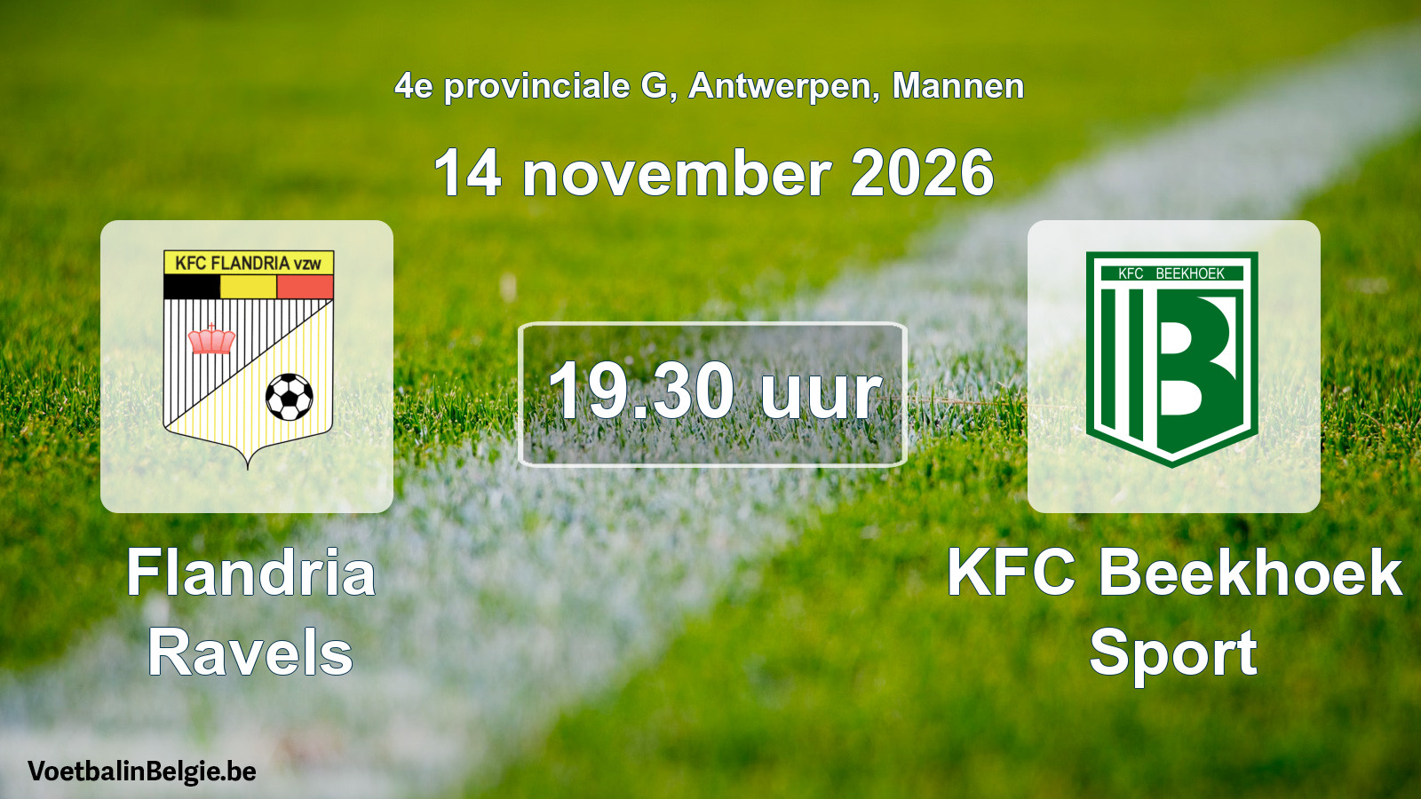 Geplande wedstrijd mannenvoetbal: Flandria Ravels - KFC Beekhoek Sport (14 november 2026)