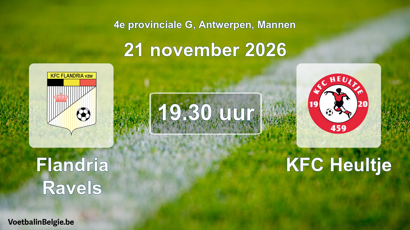 Geplande wedstrijd mannenvoetbal: Flandria Ravels - KFC Heultje (21 november 2026)