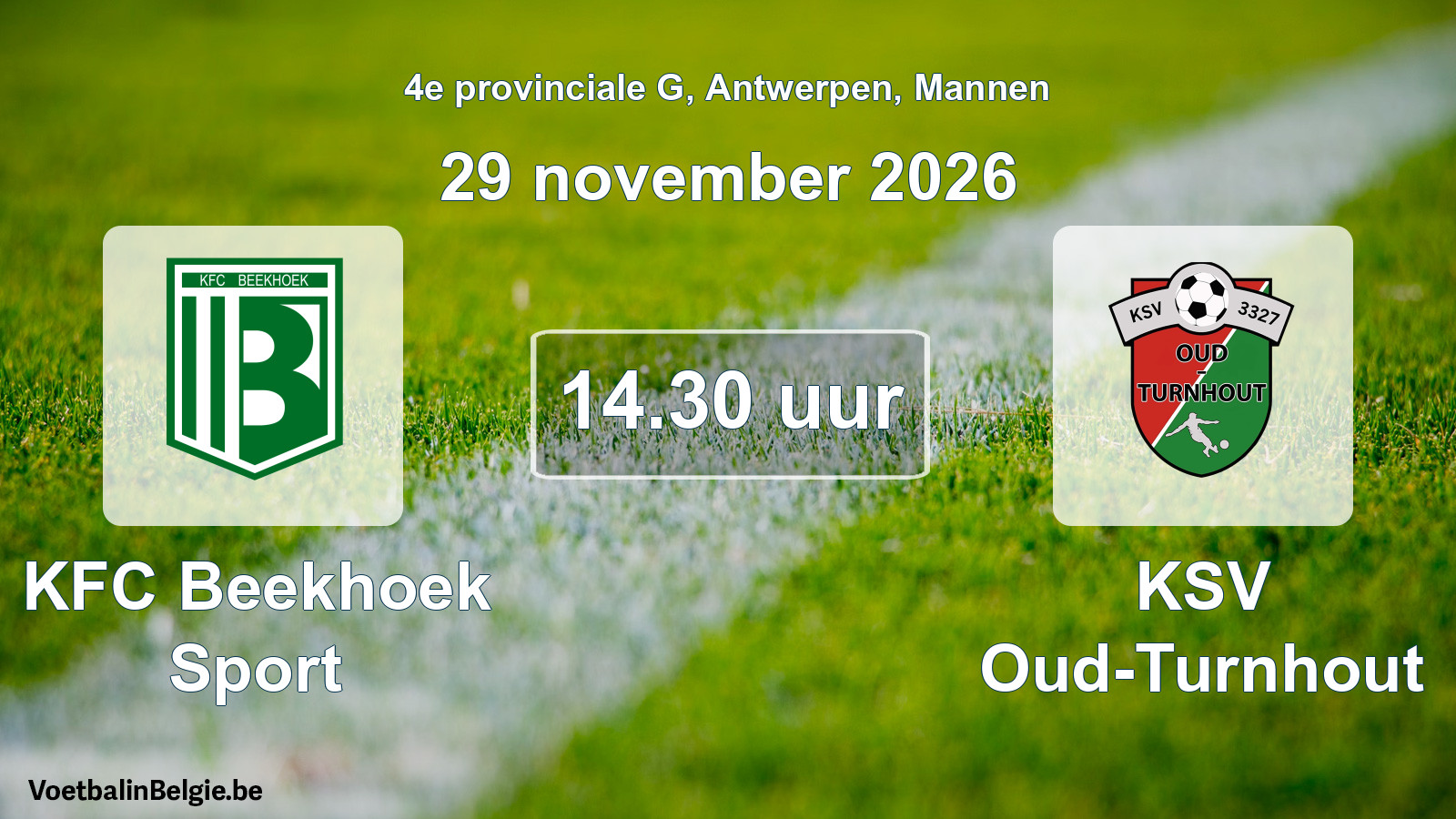 Geplande wedstrijd mannenvoetbal: KFC Beekhoek Sport - KSV Oud-Turnhout (29 november 2026)