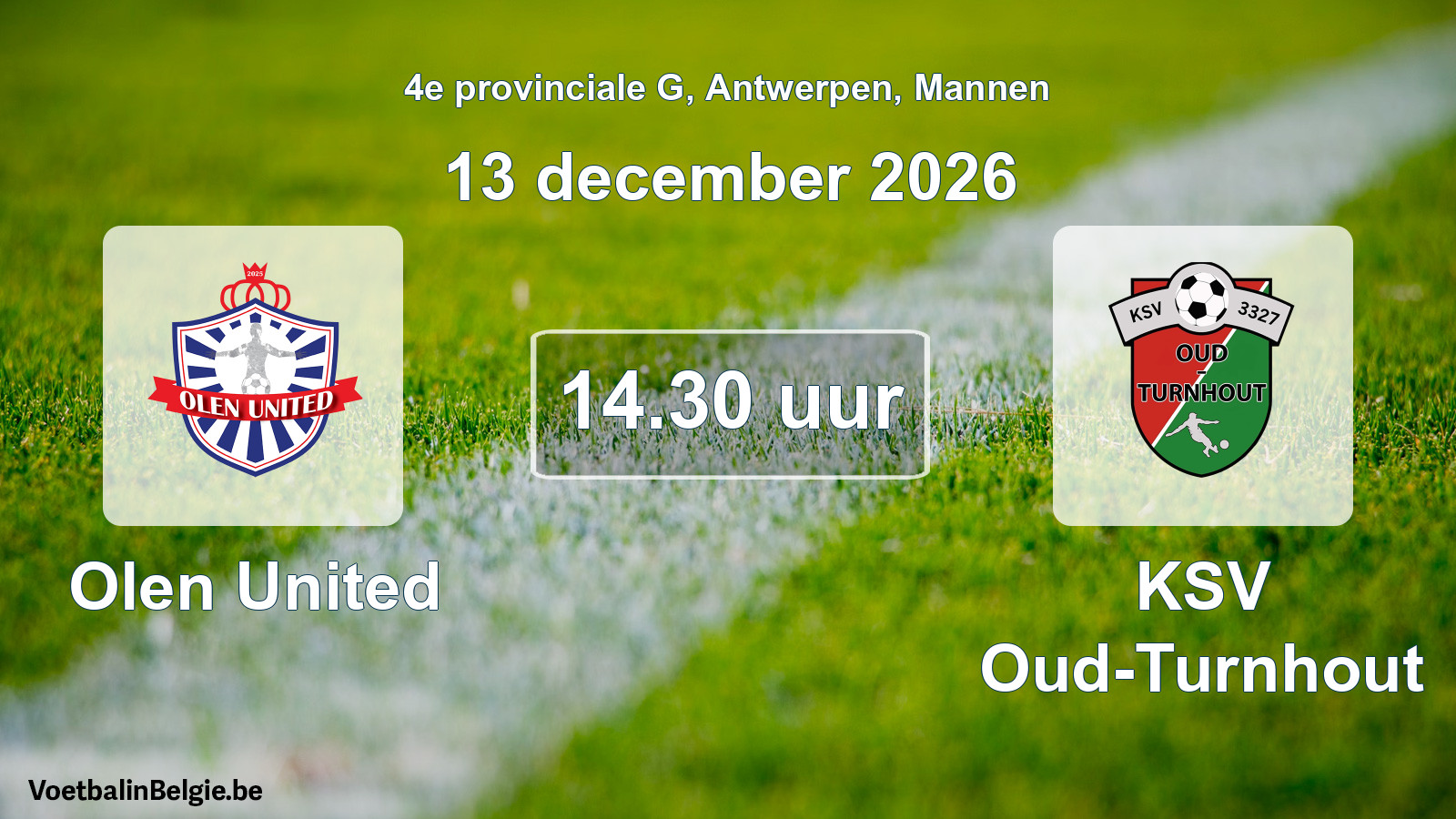 Geplande wedstrijd mannenvoetbal: Olen United - KSV Oud-Turnhout (13 december 2026)