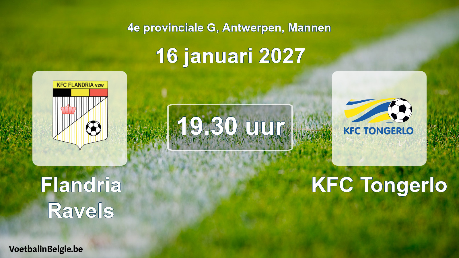 Geplande wedstrijd mannenvoetbal: Flandria Ravels - KFC Tongerlo (16 januari 2027)