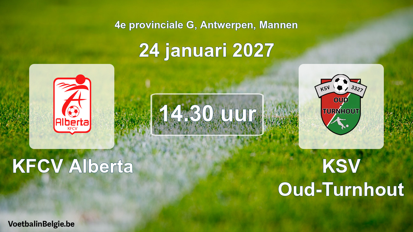 Geplande wedstrijd mannenvoetbal: KFCV Alberta - KSV Oud-Turnhout (24 januari 2027)