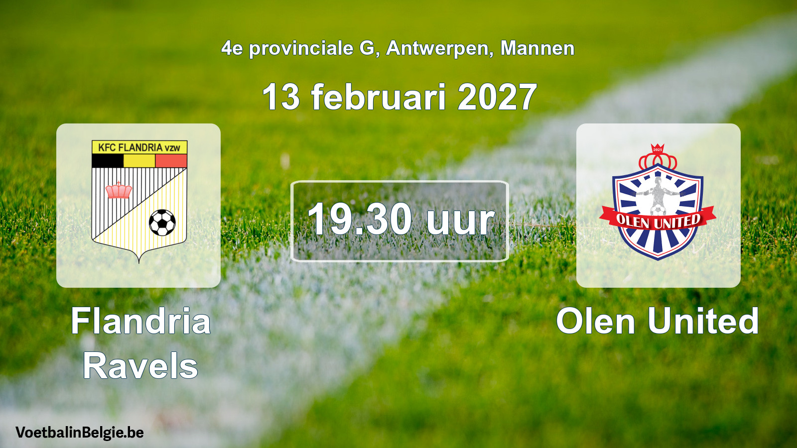Geplande wedstrijd mannenvoetbal: Flandria Ravels - Olen United (13 februari 2027)