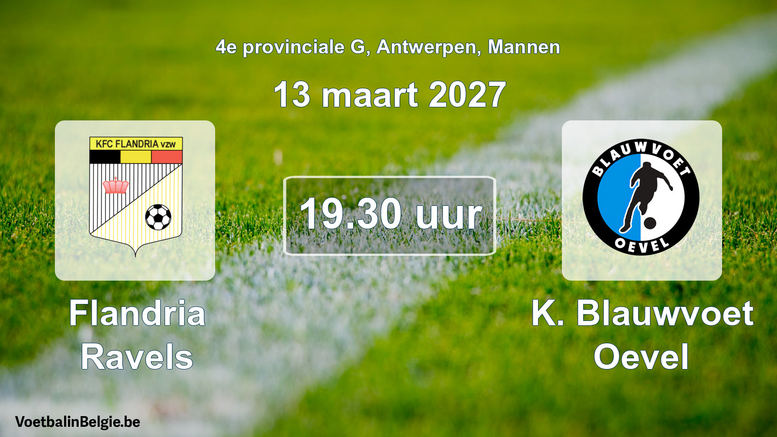 Geplande wedstrijd mannenvoetbal: Flandria Ravels - K. Blauwvoet Oevel (13 maart 2027)
