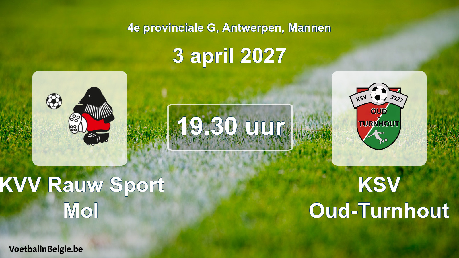 Geplande wedstrijd mannenvoetbal: KVV Rauw Sport Mol - KSV Oud-Turnhout (3 april 2027)