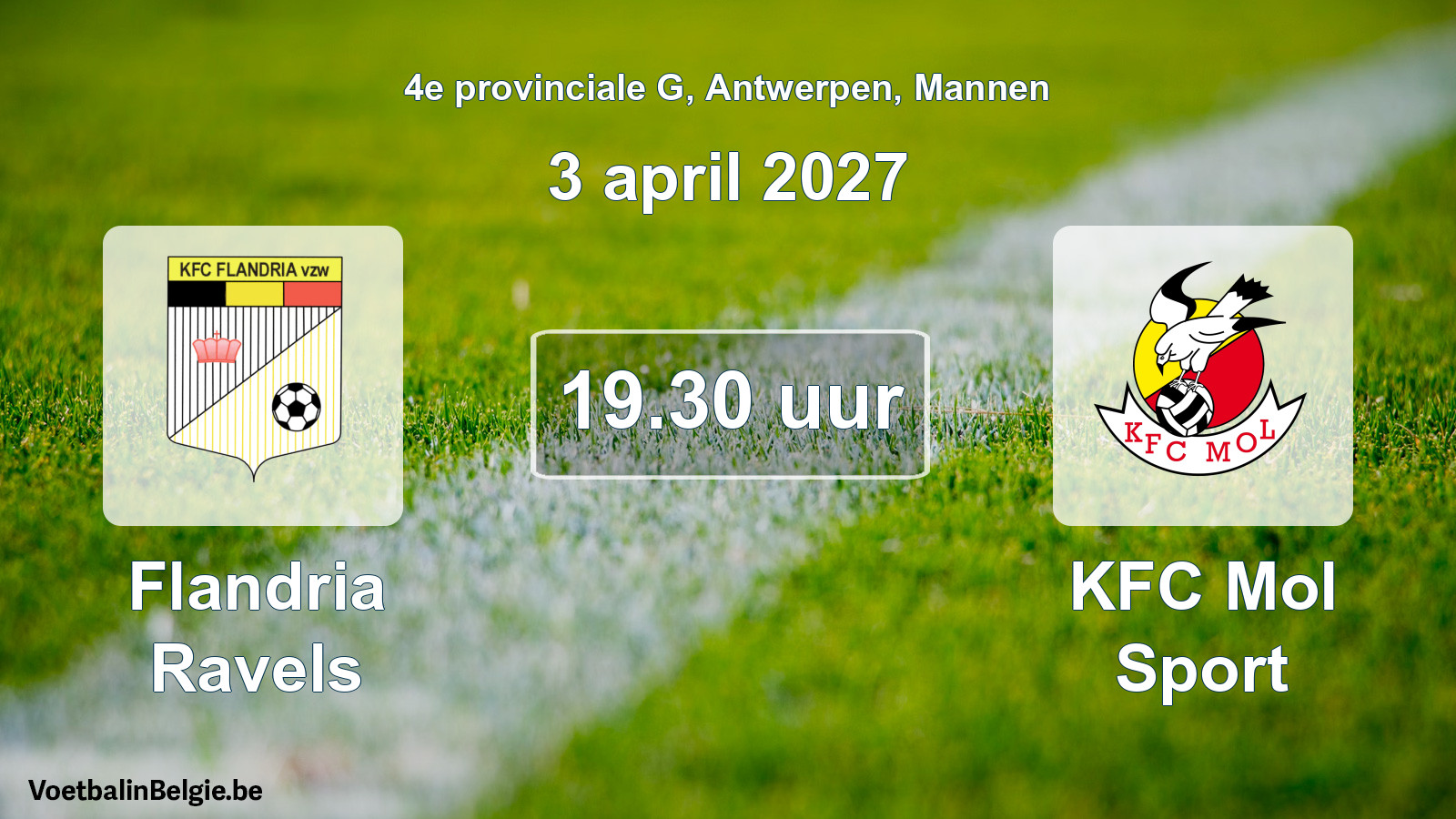 Geplande wedstrijd mannenvoetbal: Flandria Ravels - KFC Mol Sport (3 april 2027)