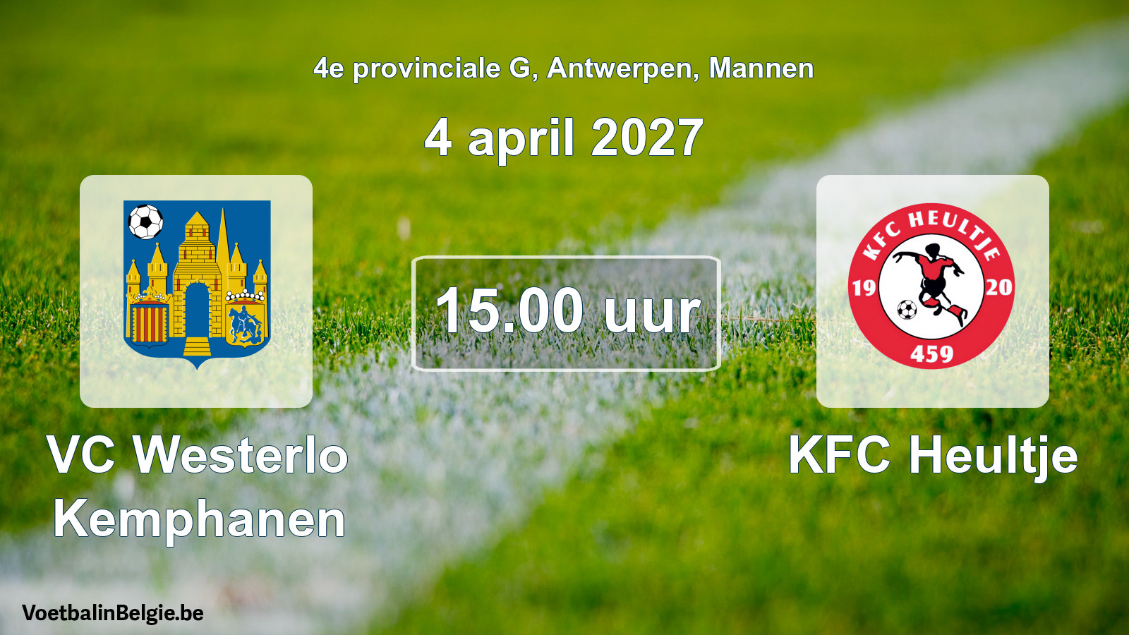 Geplande wedstrijd mannenvoetbal: VC Westerlo Kemphanen - KFC Heultje (4 april 2027)