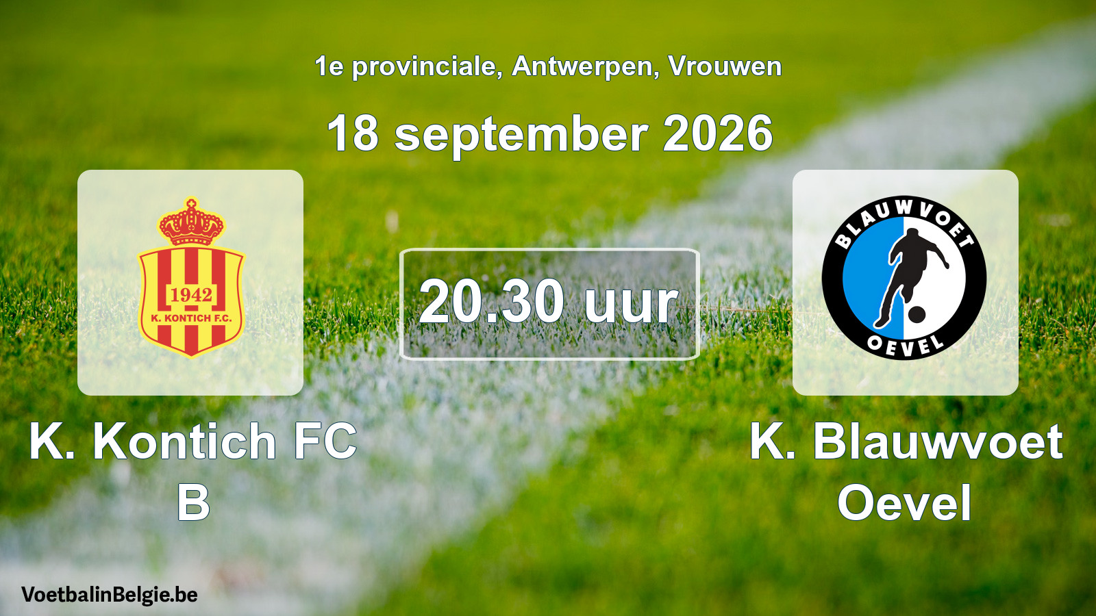 Geplande wedstrijd vrouwenvoetbal: K. Kontich FC B - K. Blauwvoet Oevel (18 september 2026)