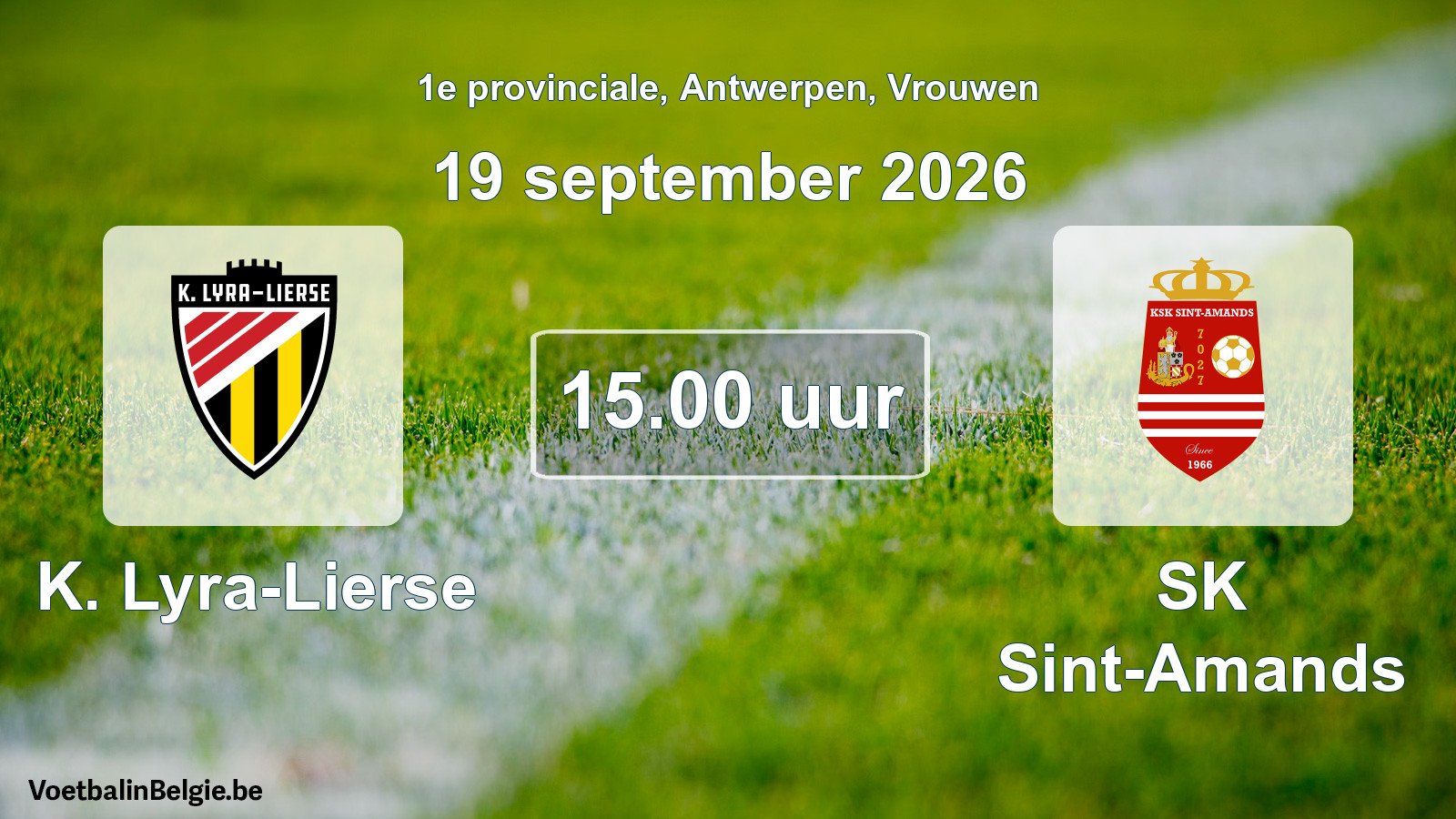 Geplande wedstrijd vrouwenvoetbal: K. Lyra-Lierse - SK Sint-Amands (19 september 2026)