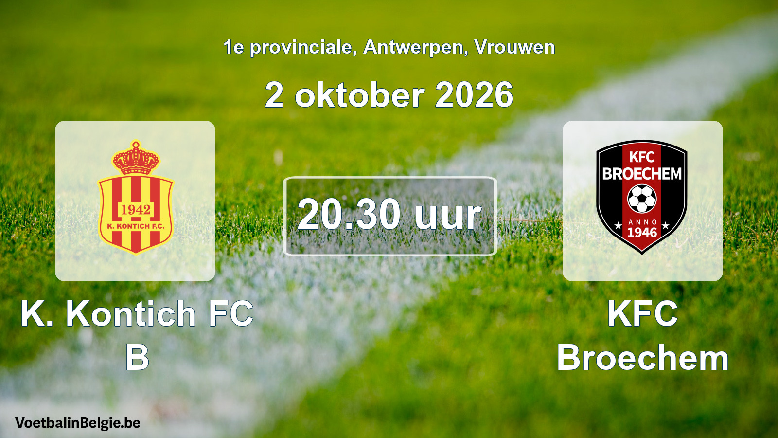 Geplande wedstrijd vrouwenvoetbal: K. Kontich FC B - KFC Broechem (2 oktober 2026)