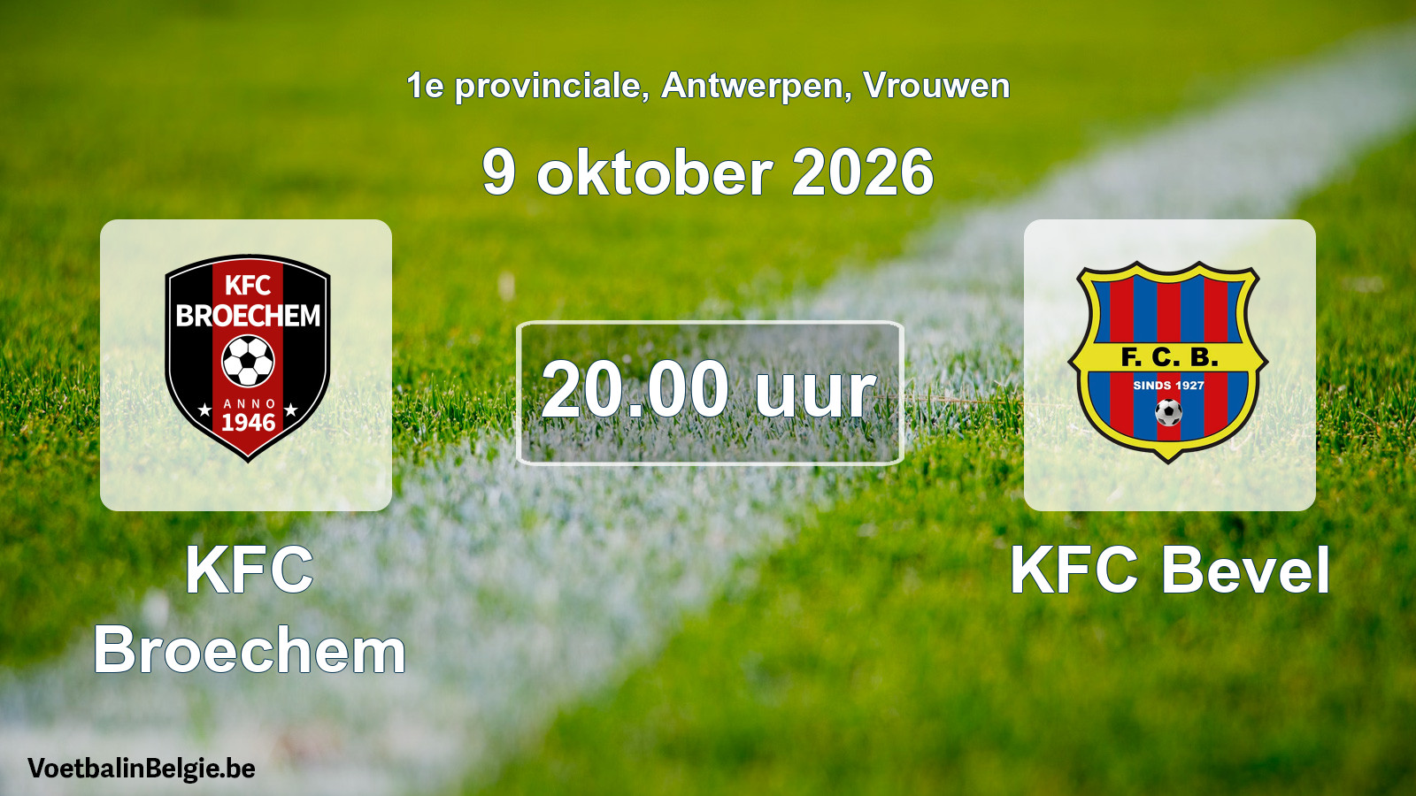 Geplande wedstrijd vrouwenvoetbal: KFC Broechem - KFC Bevel (9 oktober 2026)