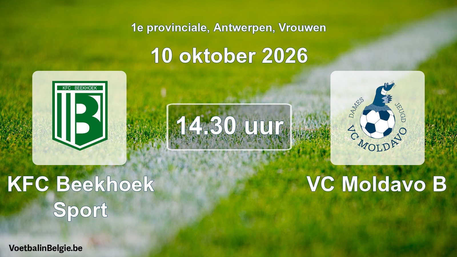 Geplande wedstrijd vrouwenvoetbal: KFC Beekhoek Sport - VC Moldavo B (10 oktober 2026)