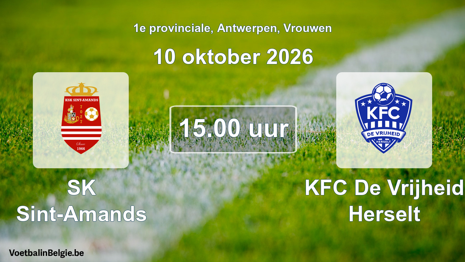 Geplande wedstrijd vrouwenvoetbal: SK Sint-Amands - KFC De Vrijheid Herselt (10 oktober 2026)