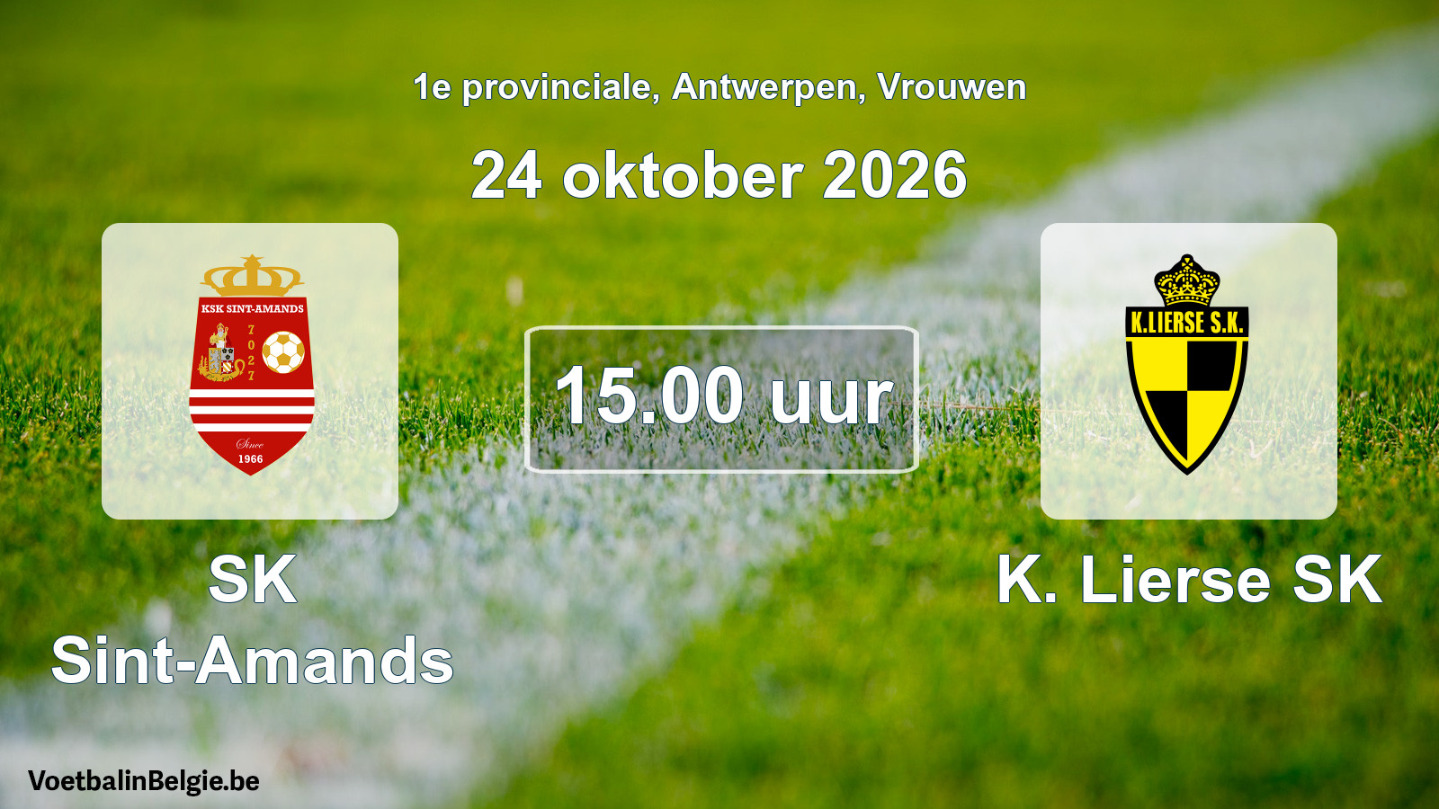 Geplande wedstrijd vrouwenvoetbal: SK Sint-Amands - K. Lierse SK (24 oktober 2026)