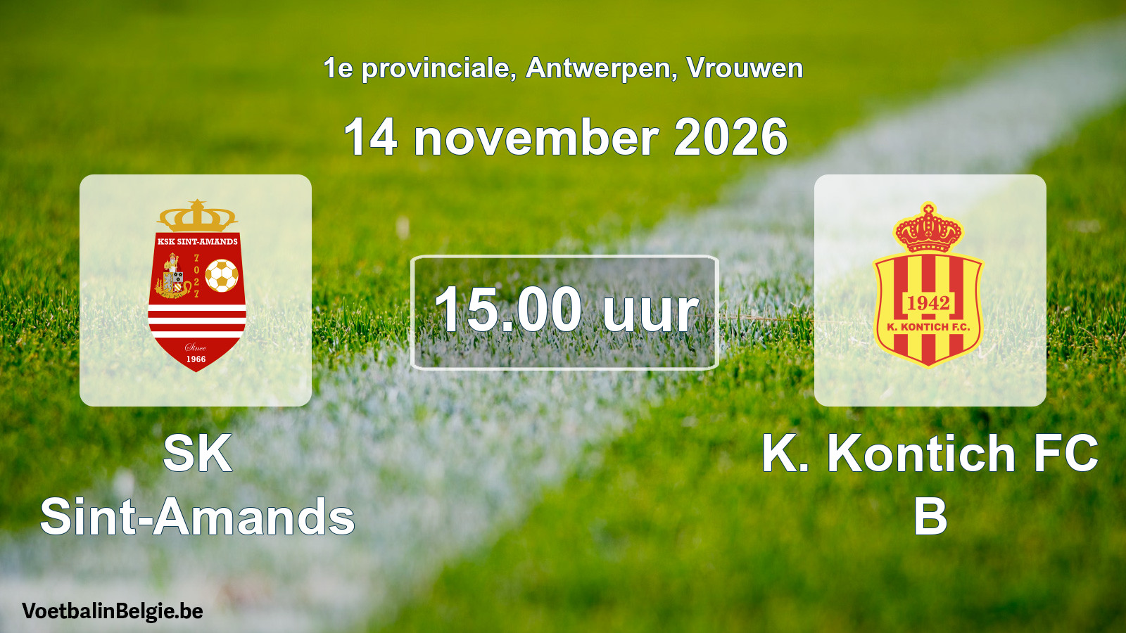 Geplande wedstrijd vrouwenvoetbal: SK Sint-Amands - K. Kontich FC B (14 november 2026)