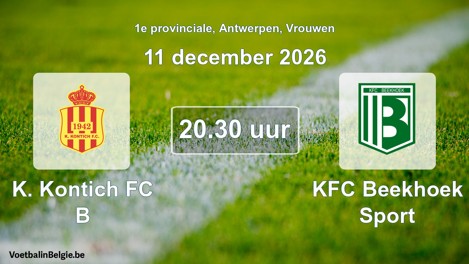 Geplande wedstrijd vrouwenvoetbal: K. Kontich FC B - KFC Beekhoek Sport (11 december 2026)
