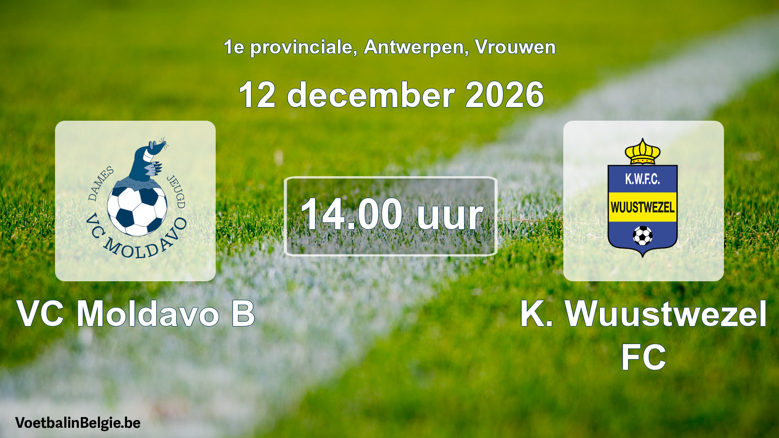 Geplande wedstrijd vrouwenvoetbal: VC Moldavo B - K. Wuustwezel FC (12 december 2026)
