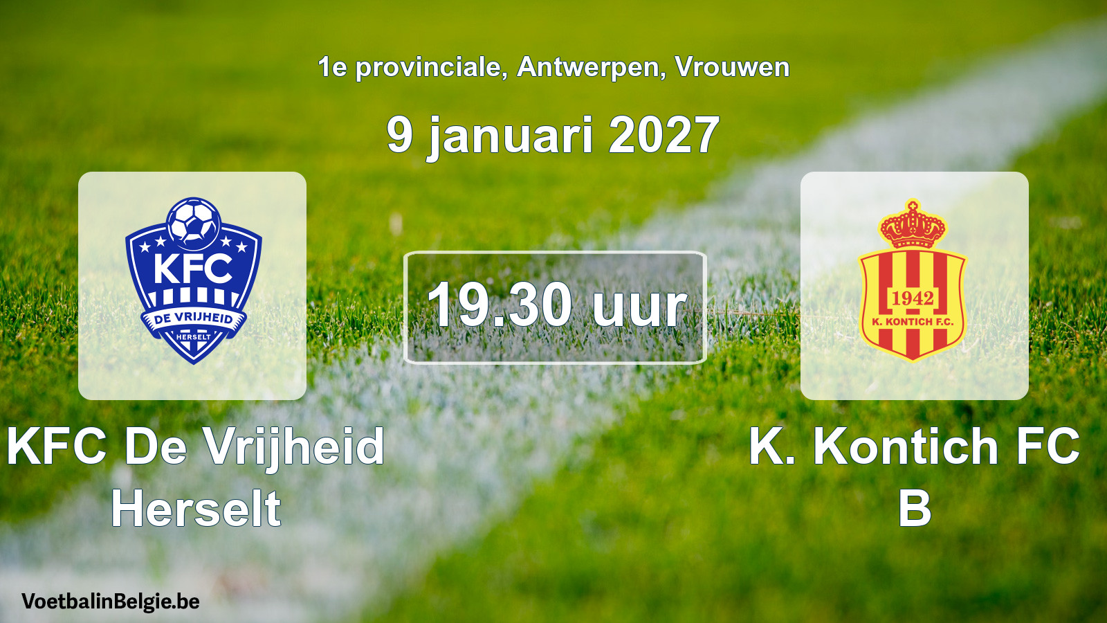 Geplande wedstrijd vrouwenvoetbal: KFC De Vrijheid Herselt - K. Kontich FC B (9 januari 2027)
