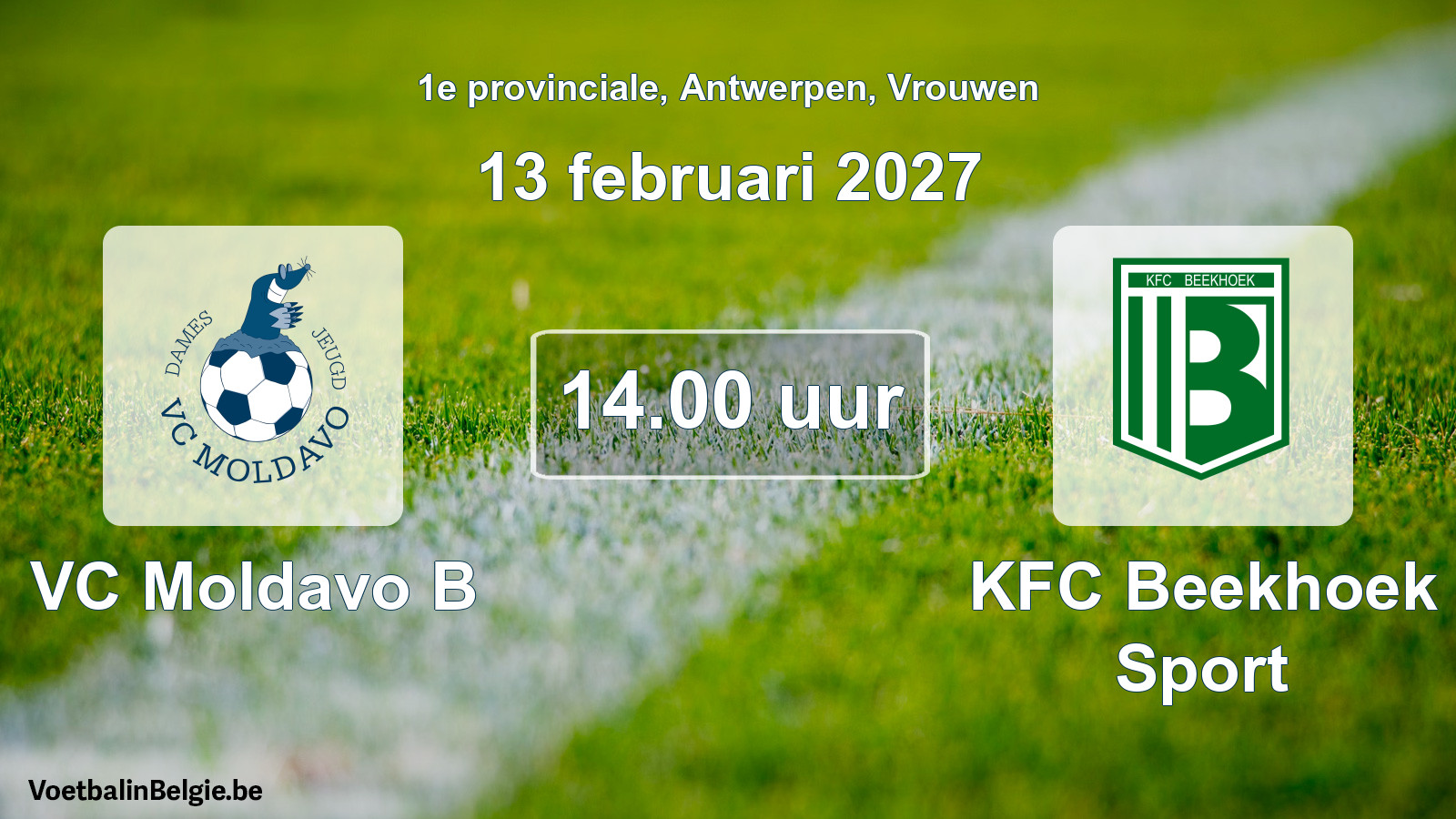 Geplande wedstrijd vrouwenvoetbal: VC Moldavo B - KFC Beekhoek Sport (13 februari 2027)