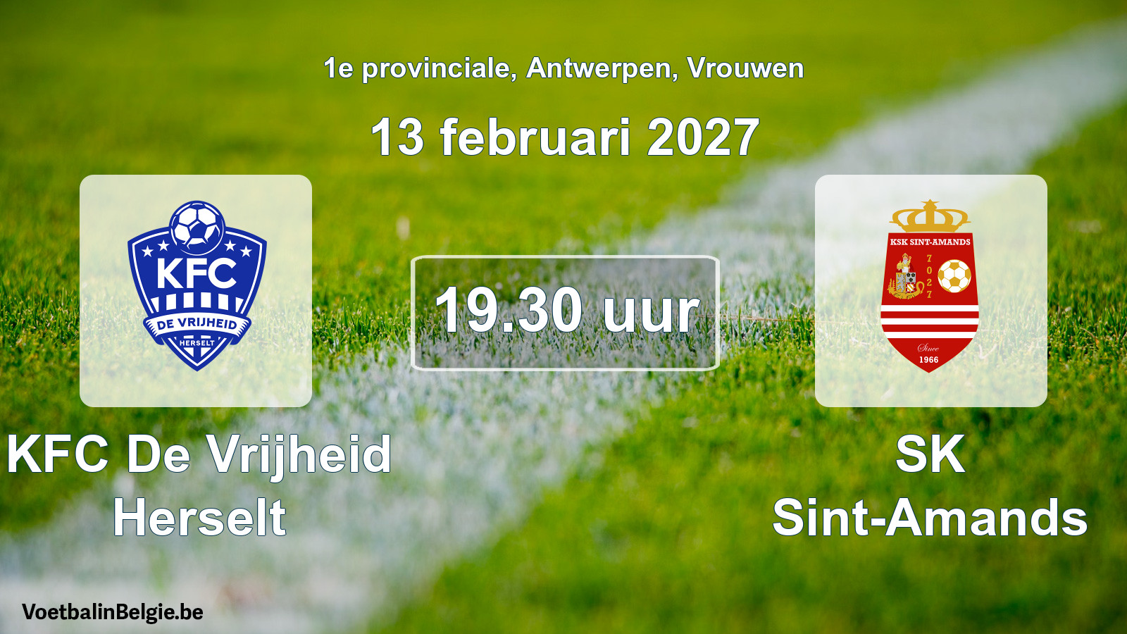 Geplande wedstrijd vrouwenvoetbal: KFC De Vrijheid Herselt - SK Sint-Amands (13 februari 2027)