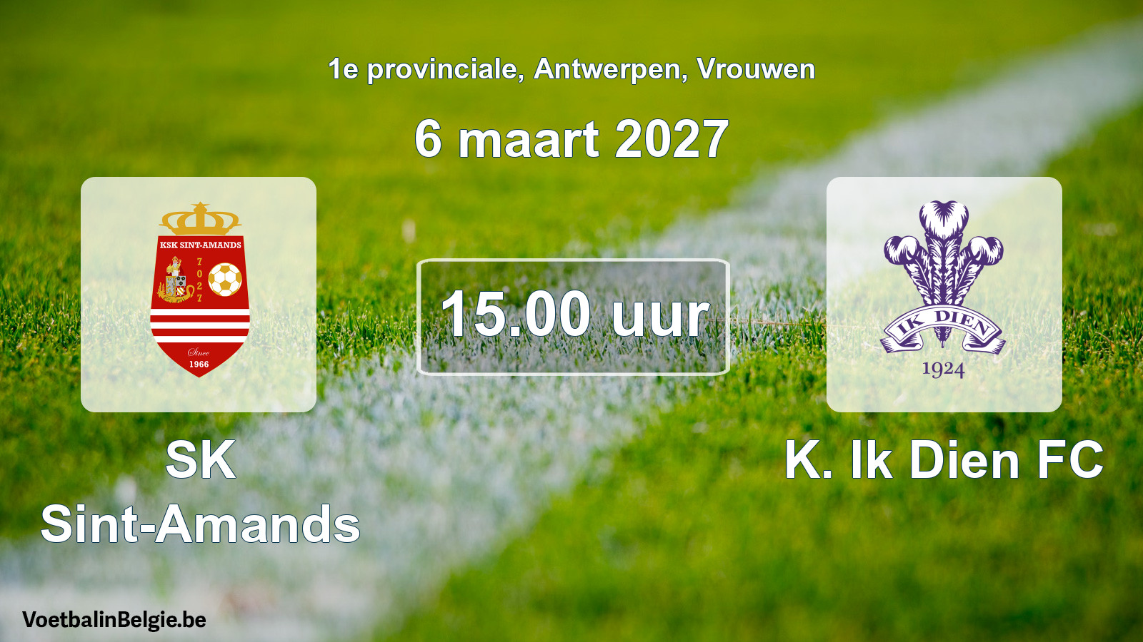Geplande wedstrijd vrouwenvoetbal: SK Sint-Amands - K. Ik Dien FC (6 maart 2027)