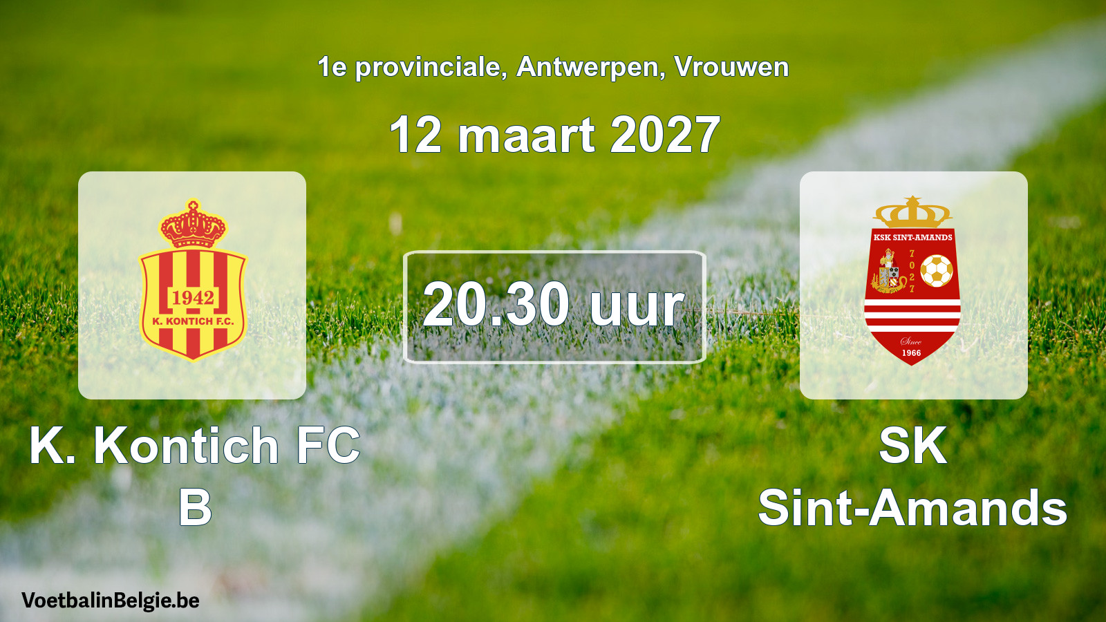 Geplande wedstrijd vrouwenvoetbal: K. Kontich FC B - SK Sint-Amands (12 maart 2027)