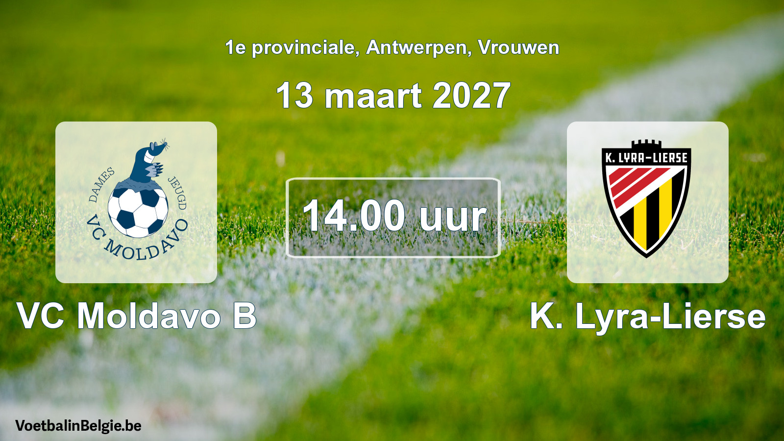 Geplande wedstrijd vrouwenvoetbal: VC Moldavo B - K. Lyra-Lierse (13 maart 2027)
